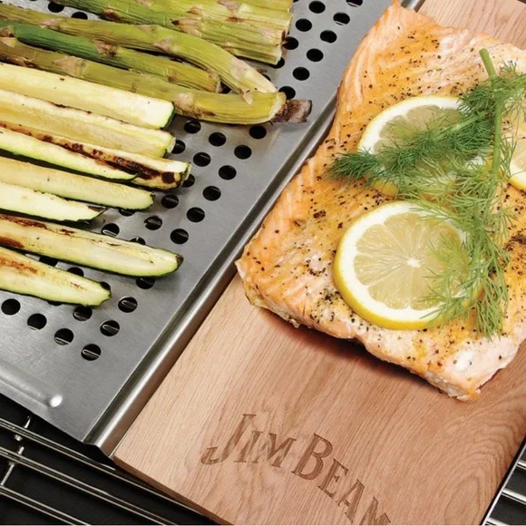 Jim Beam Stainless Steel Grill Topper With Cedar Plank NWT - Picture 4 of 4